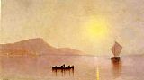 Alfred Thompson Bricher Canvas Paintings - Sunset over the Palisades on the Hudson